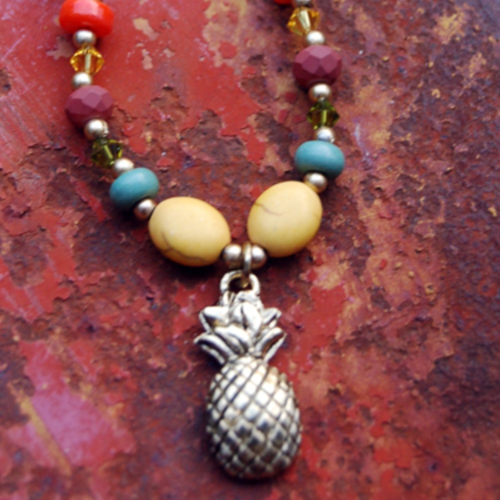 Hand Designed Pineapple Under The Sun Necklace - image 8